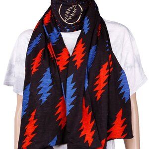 Grateful Dead Lightning Bolts Scarf ~ 66" x 13" ~ Officially Licensed ~ New!